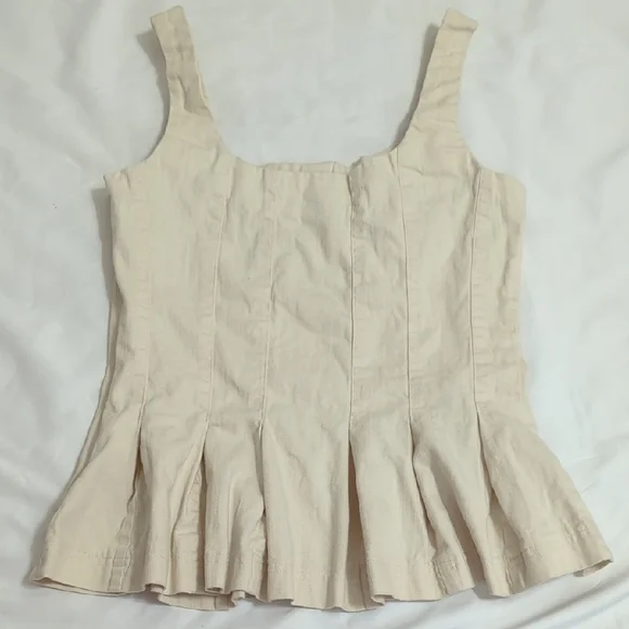 Banana Republic Denim Button Bustier Top, Color Ecru Size 2 - Picture 10 of 10